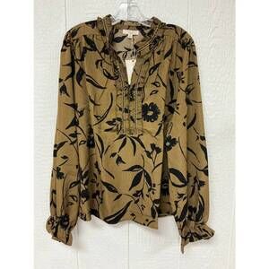 NEW EASEL women's long sleeve printed wool blouse in brown
